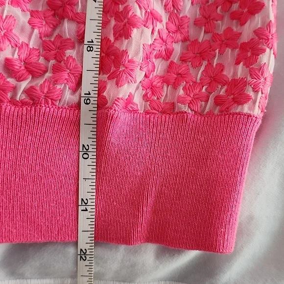 Kate Spade Pink Floral Top with sheer panel sz XS - Picture 14 of 15